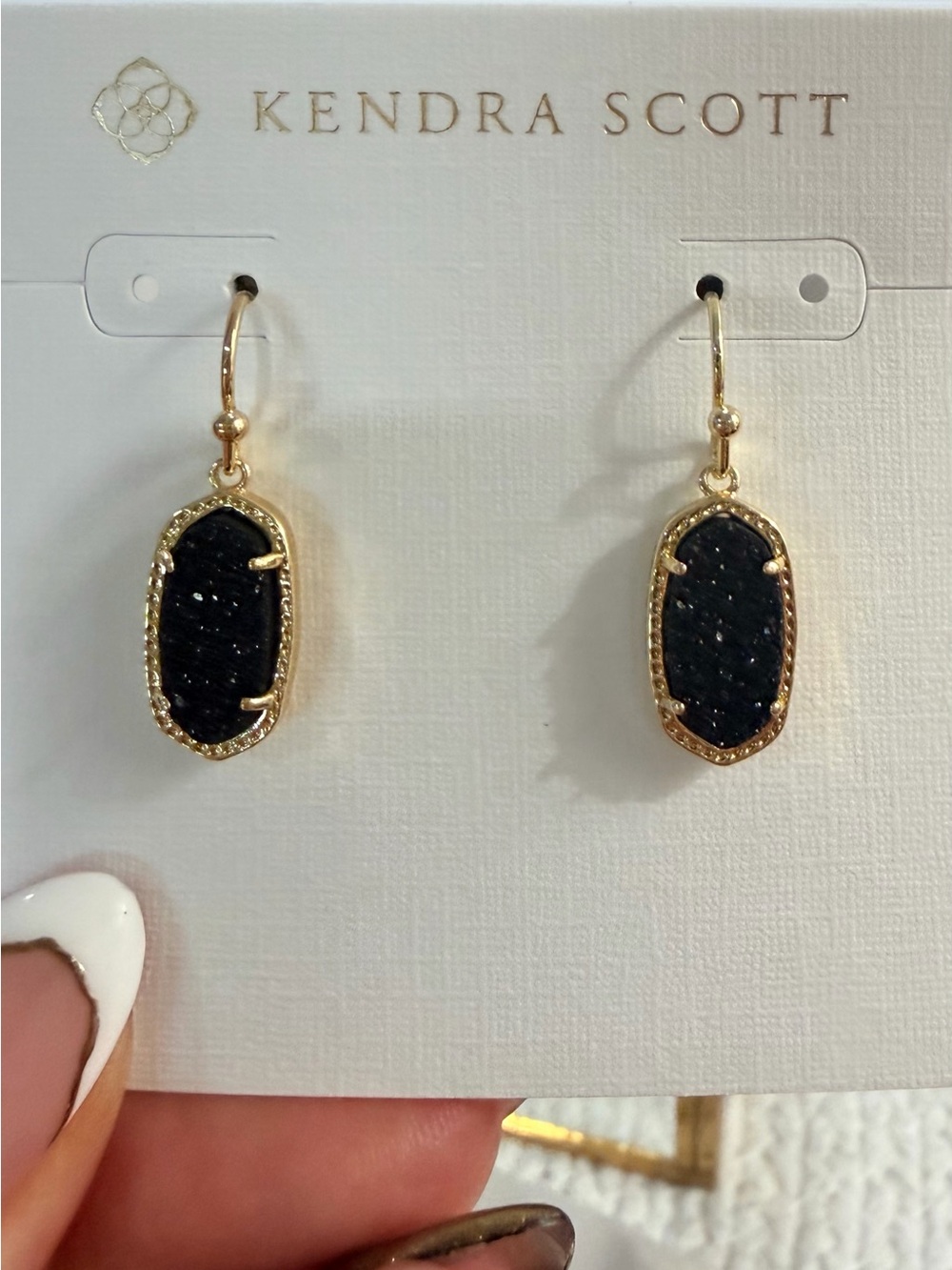 NEW✨ Kendra Scott Lee Gold Drop Earrings in Black Drusy